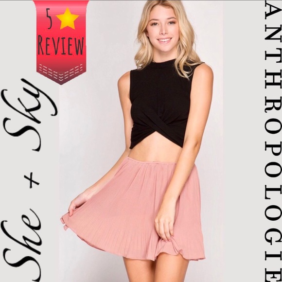Aria Metal Letter Pleated Mini Skirt